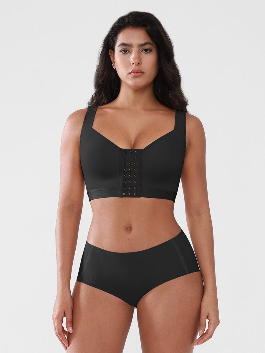 Women's Recovery Comfort Front Closure Wireless Gentle Compression Support Bra with 3D Molded Cups & Wide Adjustable Straps