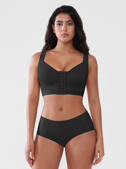 Women's Recovery Comfort Front Closure Wireless Gentle Compression Support Bra with 3D Molded Cups & Wide Adjustable Straps