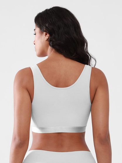 Women's Recovery Comfort Front Closure Wireless Gentle Compression Support Bra with 3D Molded Cups & Wide Adjustable Straps