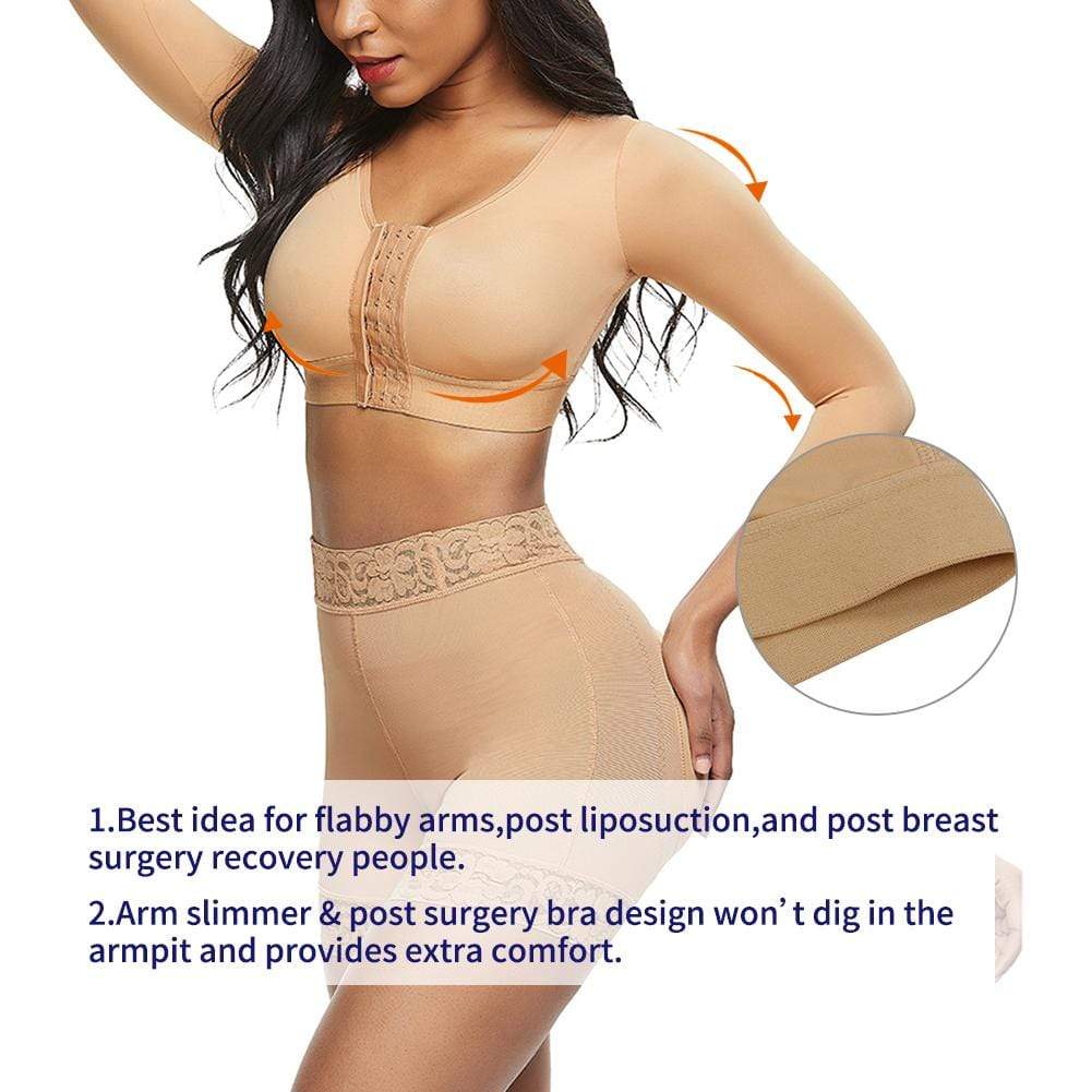Arm Compression Shaper Sports Bra Shapewear with Front Hooks