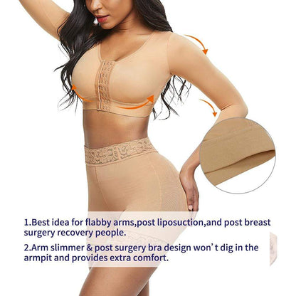 Arm Compression Shaper Sports Bra Shapewear with Front Hooks