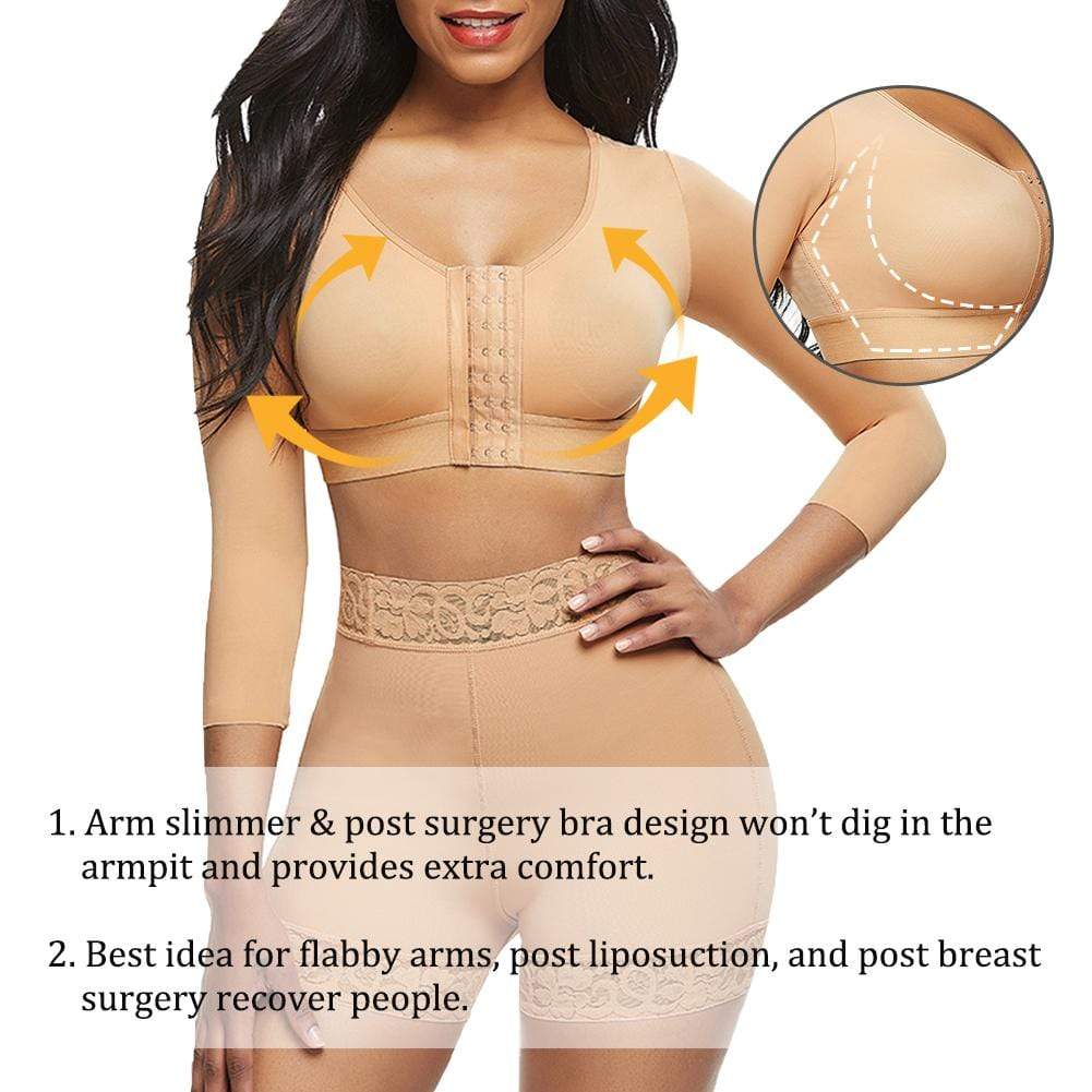 Arm Compression Shaper Sports Bra Shapewear with Front Hooks