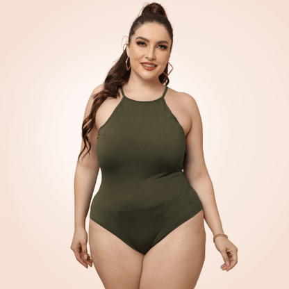 Plus Size Sleeveless Halter Shapewear Bodysuit
