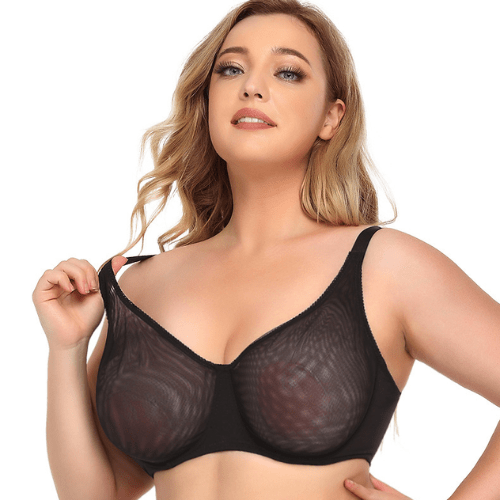 Sheer Mesh Push Up Plus Size Bra