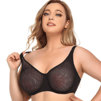 Sheer Mesh Push Up Plus Size Bra