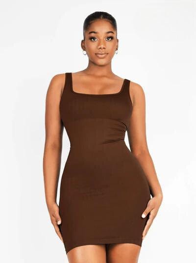 Snatched Square Neck Mini Dress Shapewear Bodycon With Removable Pads