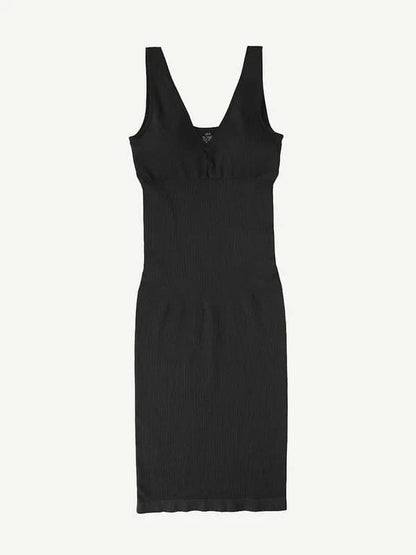 Deep V Neck Bodycon Shaping Midi Dress with Removable Pads