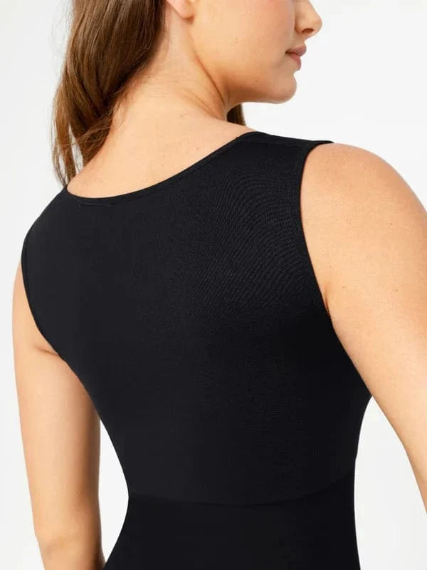 Midi Sleeveless Square Neck Built Bra Shapewear Dress