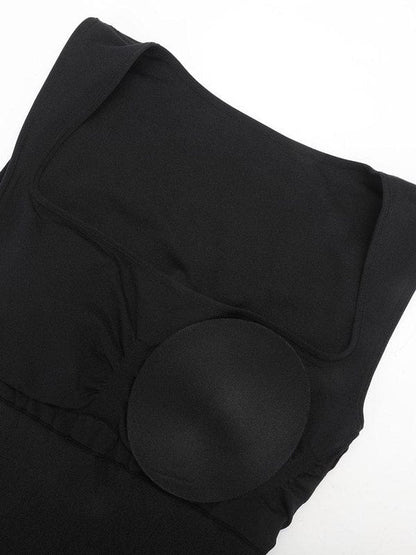 Midi Sleeveless Square Neck Built Bra Shapewear Dress