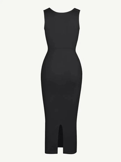 Midi Sleeveless Square Neck Built Bra Shapewear Dress