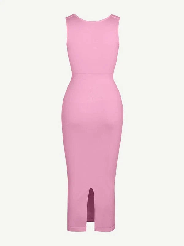 Midi Sleeveless Square Neck Built Bra Shapewear Dress