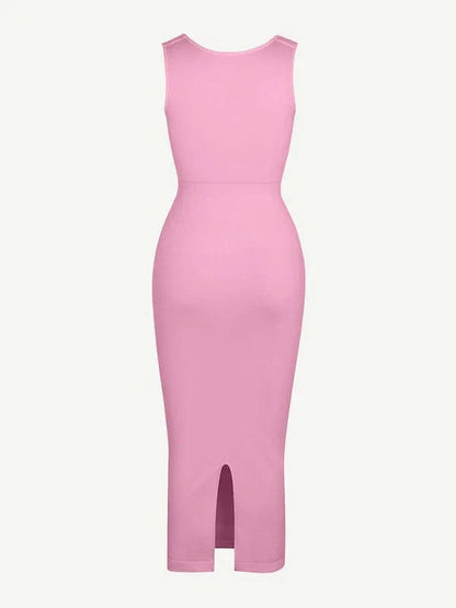 Midi Sleeveless Square Neck Built Bra Shapewear Dress
