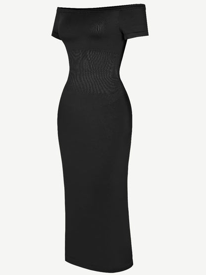 Seamless Off Shoulder Bodycon Shapewear Midi Dress