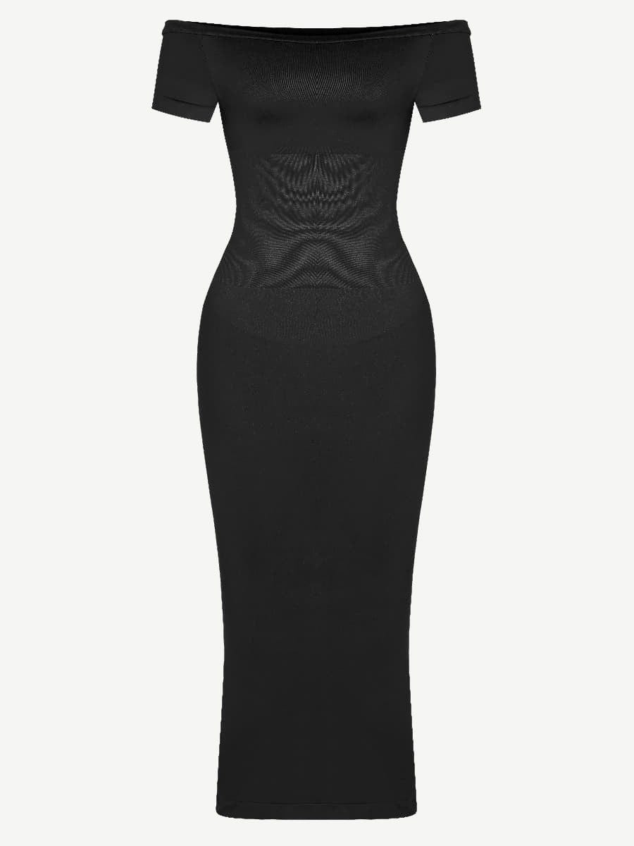 Seamless Off Shoulder Bodycon Shapewear Midi Dress