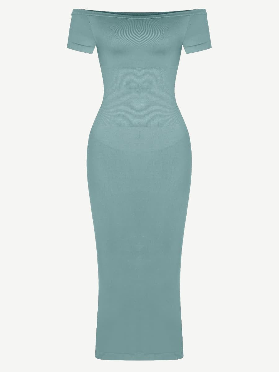 Seamless Off Shoulder Bodycon Shapewear Midi Dress