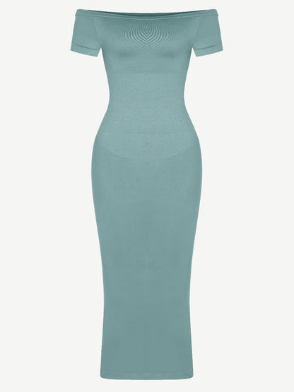 Seamless Off Shoulder Bodycon Shapewear Midi Dress