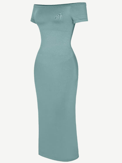 Seamless Off Shoulder Bodycon Shapewear Midi Dress