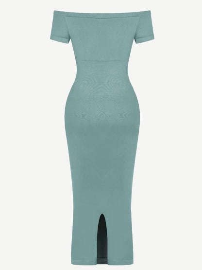 Seamless Off Shoulder Bodycon Shapewear Midi Dress