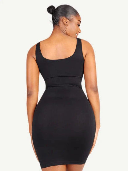 Snatched Square Neck Mini Dress Shapewear Bodycon With Removable Pads