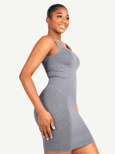 Snatched Square Neck Mini Dress Shapewear Bodycon With Removable Pads