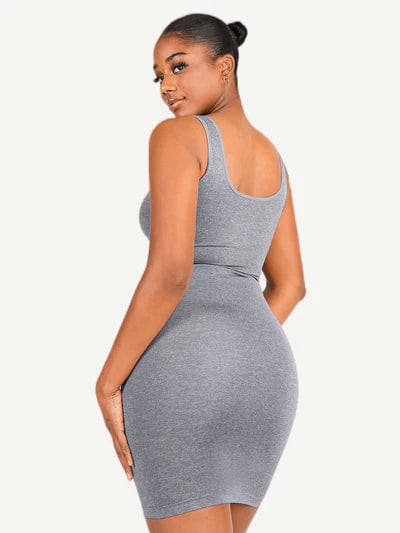 Snatched Square Neck Mini Dress Shapewear Bodycon With Removable Pads