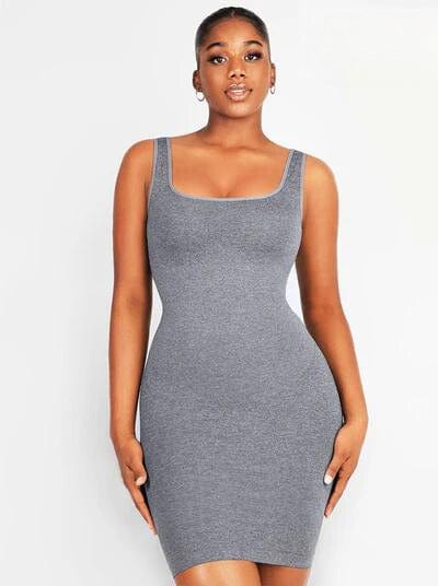 Snatched Square Neck Mini Dress Shapewear Bodycon With Removable Pads