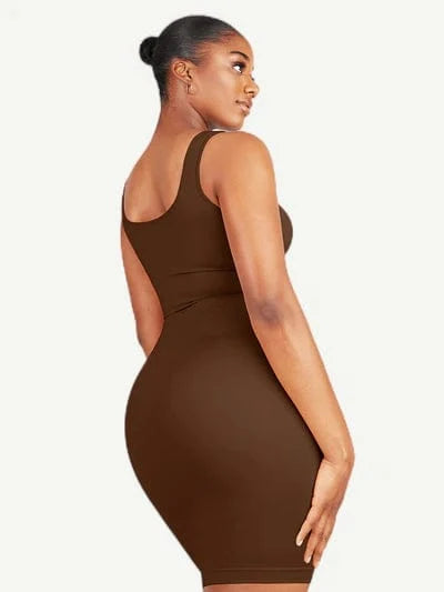 Snatched Square Neck Mini Dress Shapewear Bodycon With Removable Pads