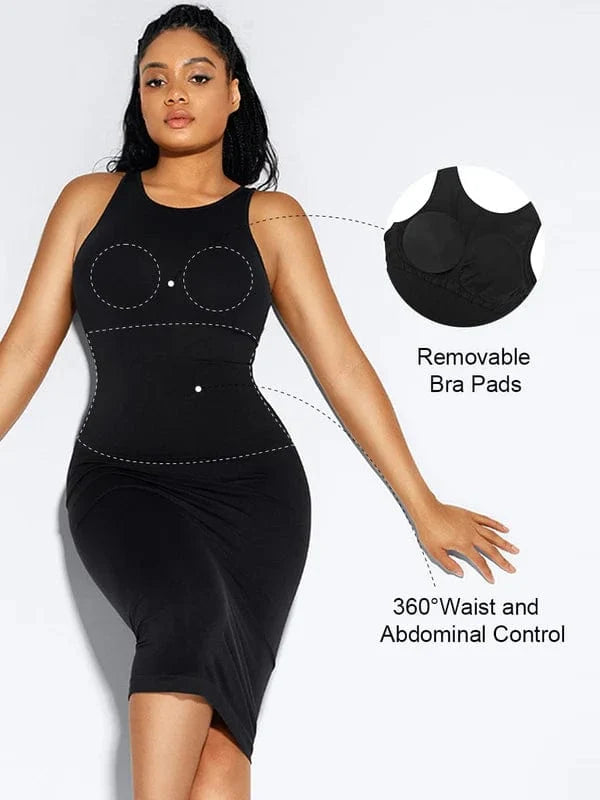 Tummy Control Bodycon Shapewear Midi Dress