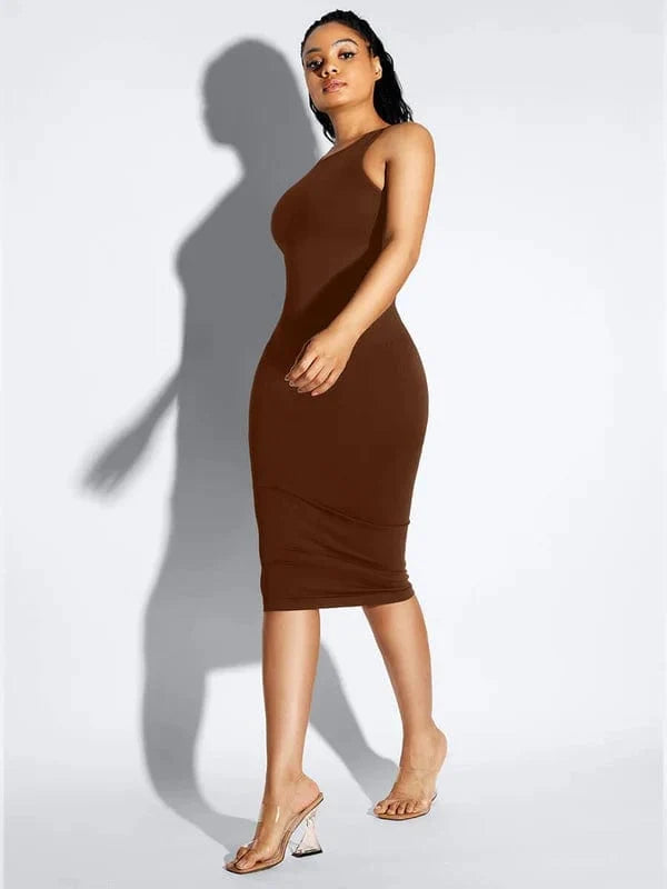 Tummy Control Bodycon Shapewear Midi Dress