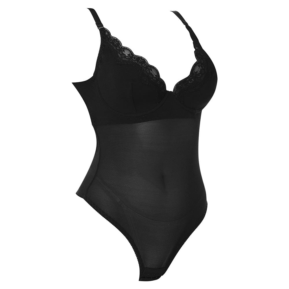 Backless Lace Deep V Shaping Bodysuit for Women Tummy Control & Sculpting Fit