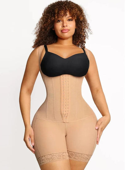 Women’s Tummy Control Open Bust Shapewear Bodysuit with Steel Boning