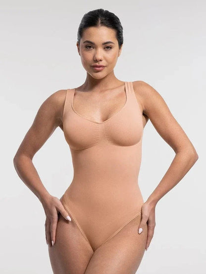 Women Tummy Control and Bust Support Shaping Bodysuit with T-Back Brief