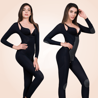 Underbust Slimming Arm Thigh Full Body Solid Open Crotch Bodysuit Shaper