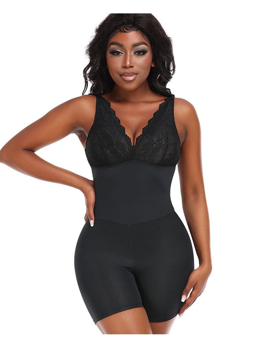 Low Back Waist Slimming and Hip Lifting Shaper Bodysuit with Removable Hip Pads