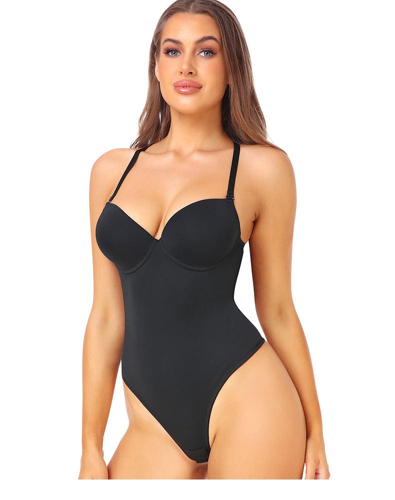 One Piece Backless Tummy Control Shaping Bodysuit with Built-In Bra