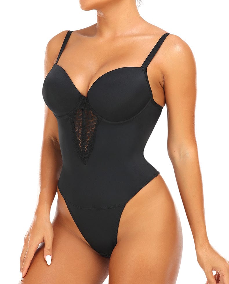Seamless Tummy Control Shaping Bodysuit with Built-In Bra