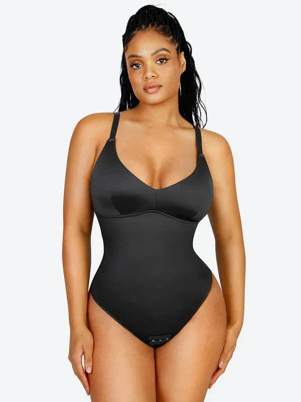 Tummy Control Elastic Mesh Shapewear Thong Bodysuit