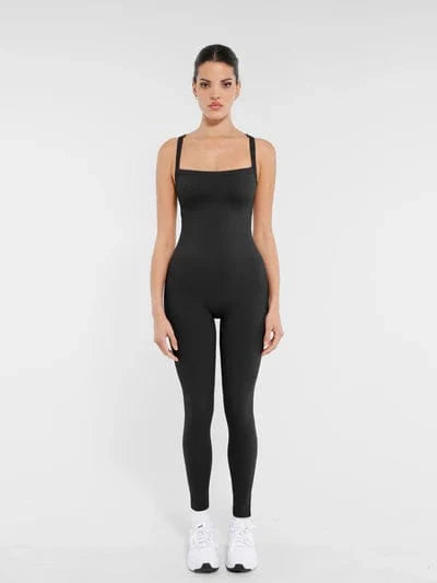 Seamless Yoga Jumpsuit with Built-in Bra Sculpting Butterfly Back Workout Bodysuit