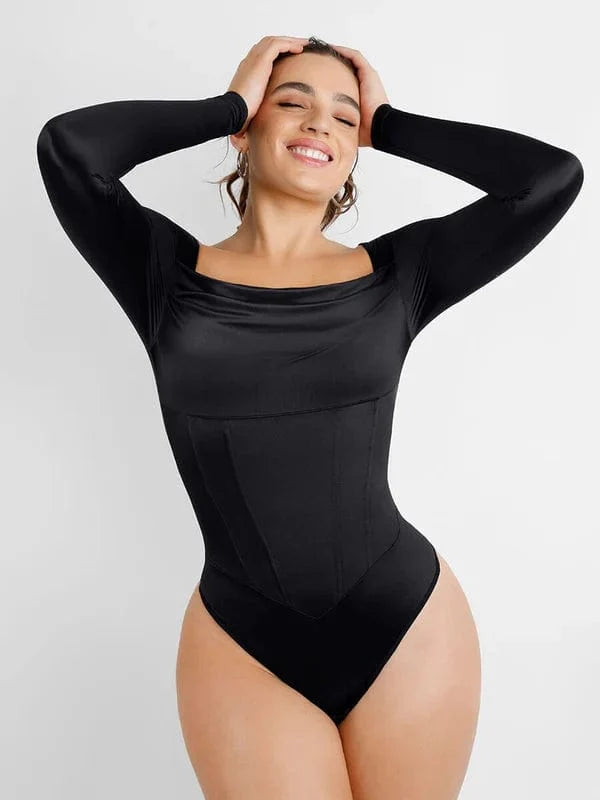 Square Neck Shapewear Tummy Control Bodysuit with Removable Pads