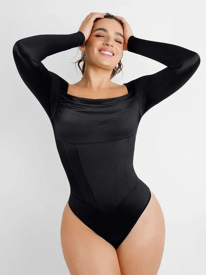 Square Neck Shapewear Tummy Control Bodysuit with Removable Pads