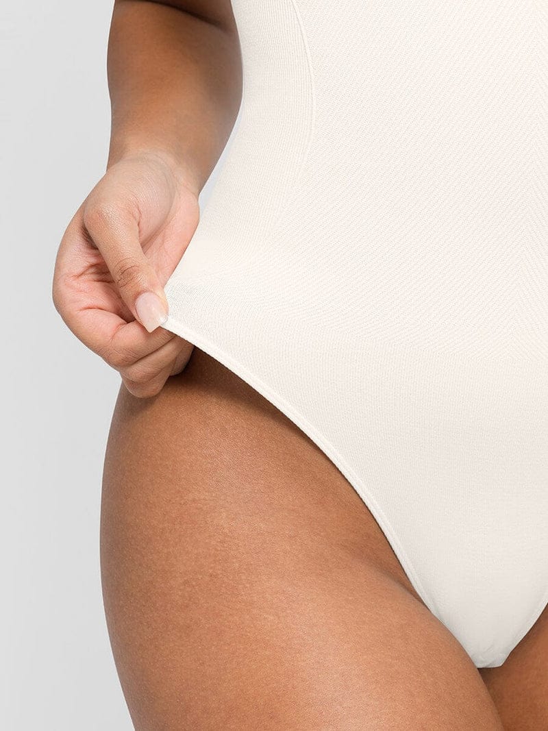 Short Sleeve Plus Size Belly Control Thong Shapewear Bodysuit