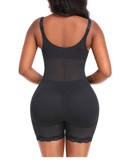 Breathable Lace Shaper Bodysuit with Removable Hip Pads and Adjustable Straps
