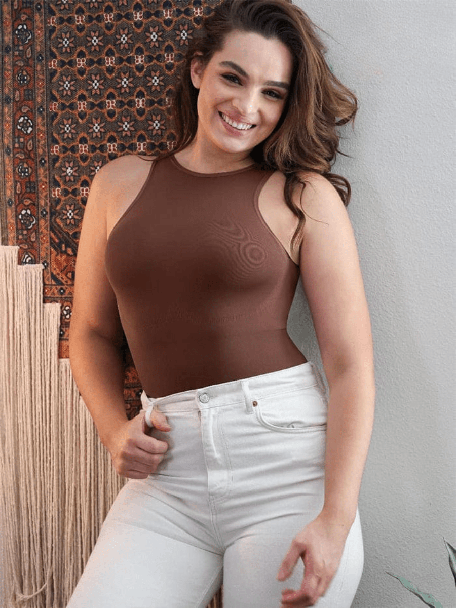 Sleeveless Tummy Control Shapewear Thong Bodysuit