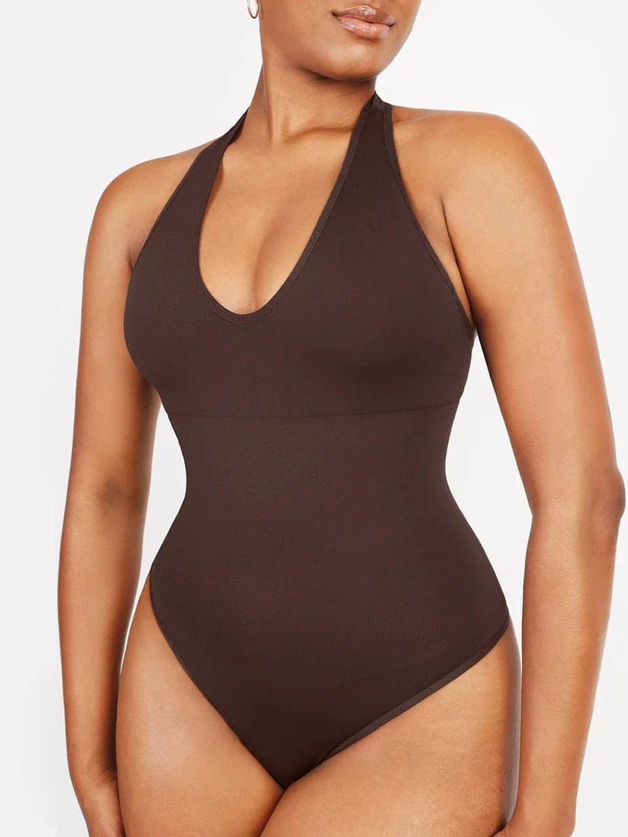 Waist Control Halter Neck Shapewear Bodysuit
