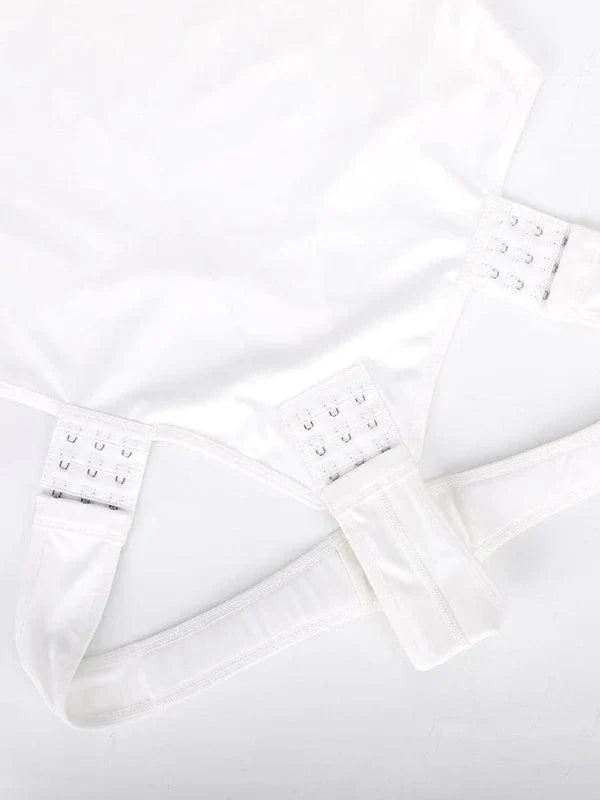 Deep V Neck Long Sleeve Shapewear Thong Bodysuit