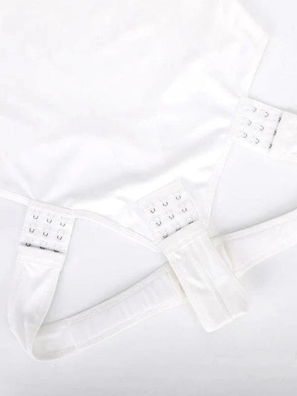 Deep V Neck Long Sleeve Shapewear Thong Bodysuit