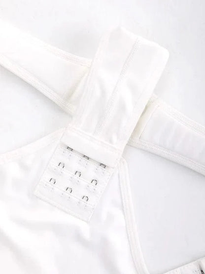 Deep V Neck Long Sleeve Shapewear Thong Bodysuit