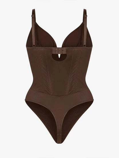 Deep V-Neck Tummy Control Shapewear Bodysuit