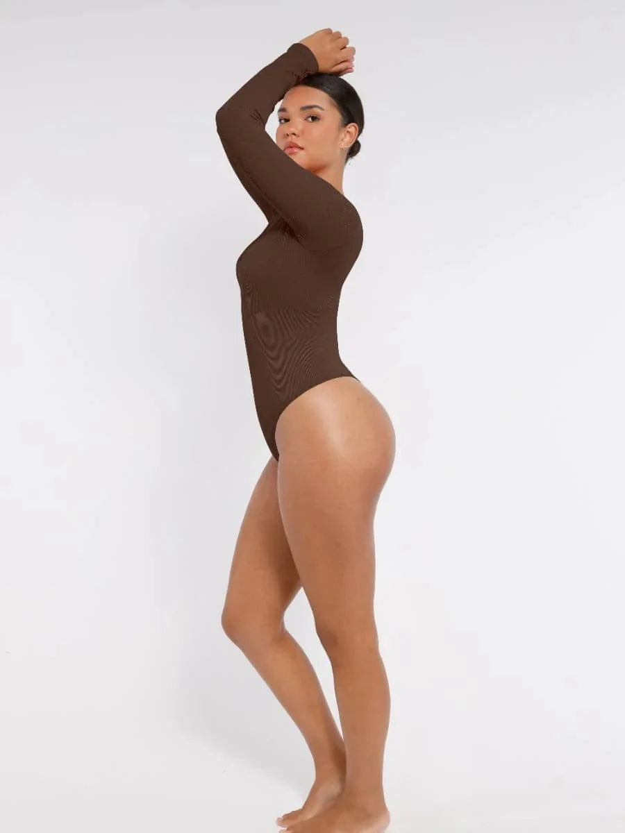Deep V Neck Tummy Control Thong Shapewear Bodysuit