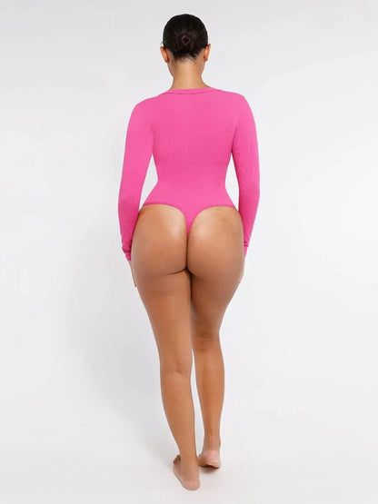 Deep V Neck Tummy Control Thong Shapewear Bodysuit
